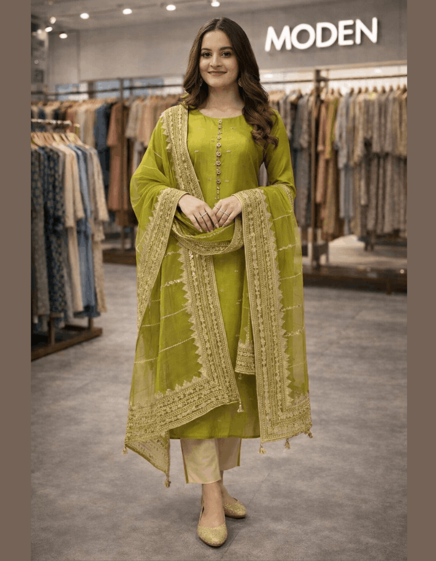 4pc Unstich Full Heavy Embroidered suit - DUE