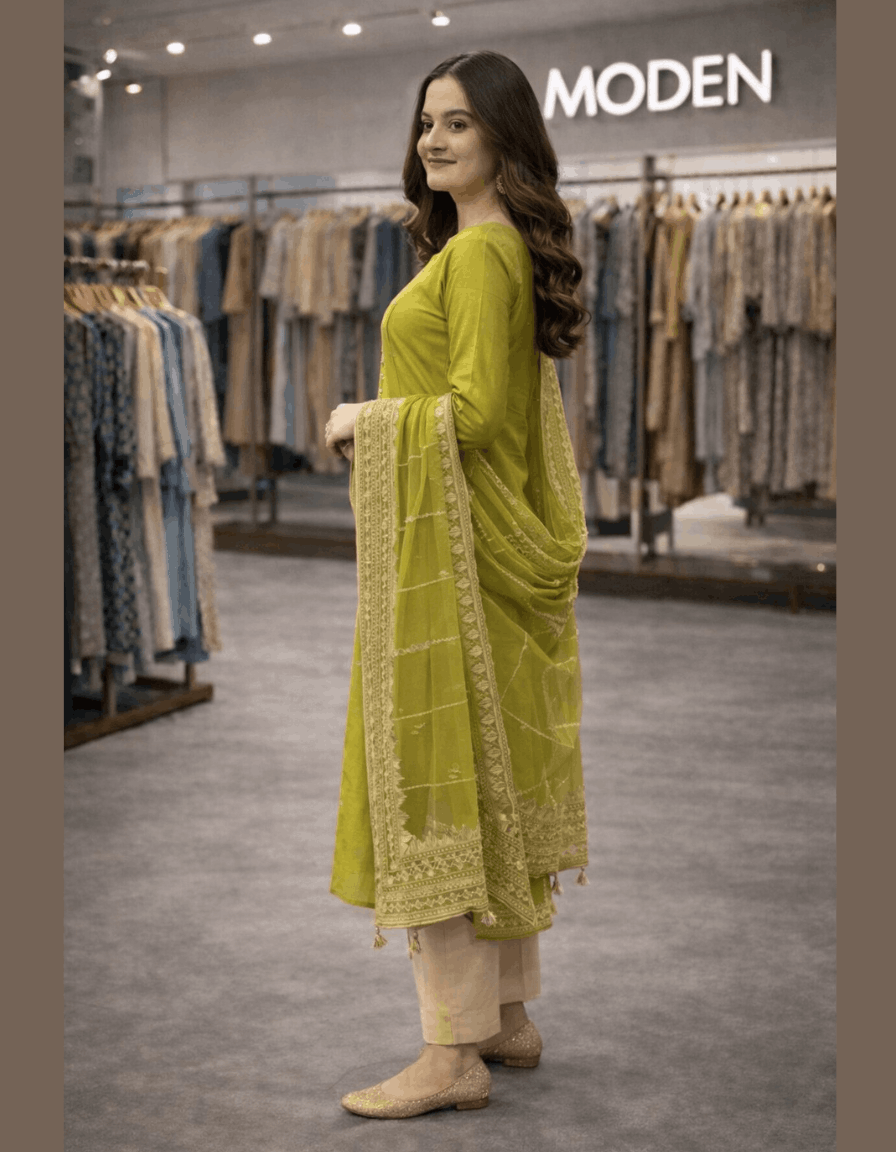 4pc Unstich Full Heavy Embroidered suit - DUE